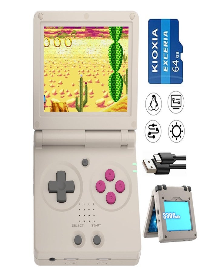 Aivuidbs RG35XXSP Flip Portable Retro Handheld Game Console,RG35XXSP 3.5 Inch IPS Screen Linux System with 64G TF Card Pre-Installed 5532 Games,Clamshell Games Consoles Supports 5G WiFi Bluetooth HDMI xxsp - Image 1